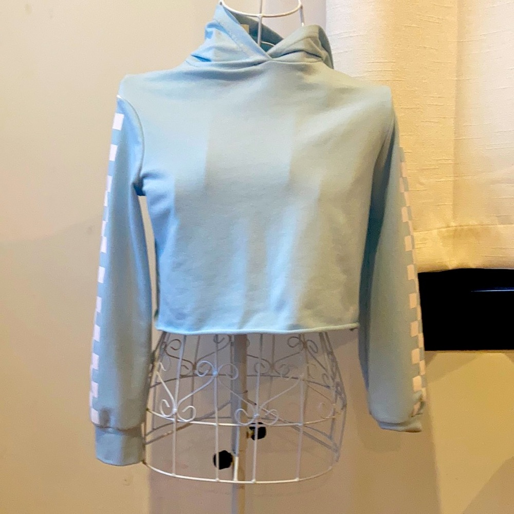 Light Blue Cropped Hoodie